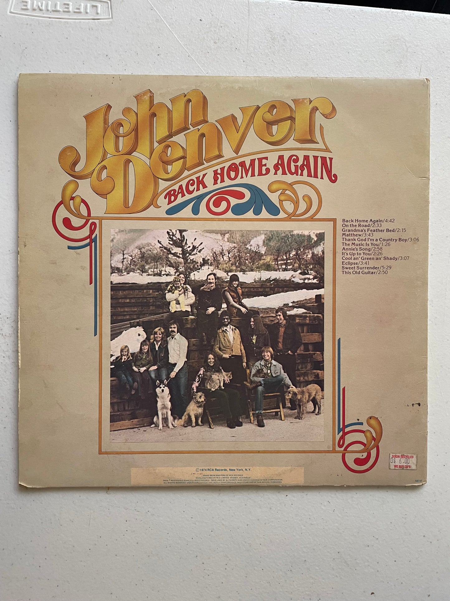 Vinyl Record John Denver Back Home Again 1974