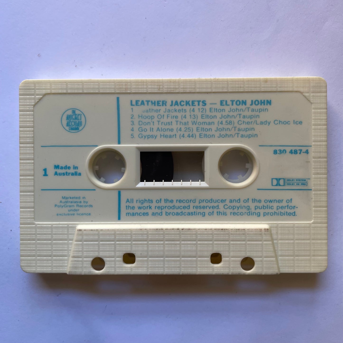 Tape Cassette Elton John Leather Jackets side 1