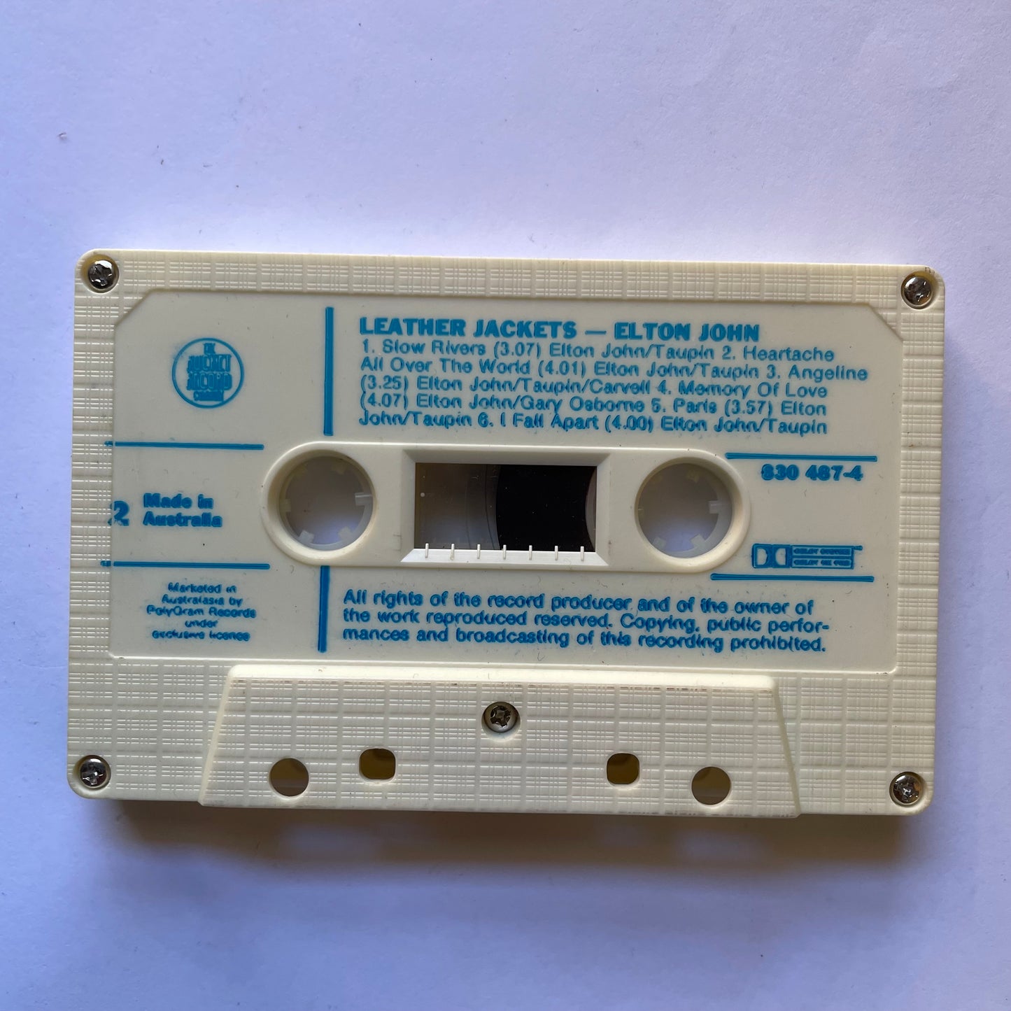 Tape Cassette Elton John Leather Jackets side 2