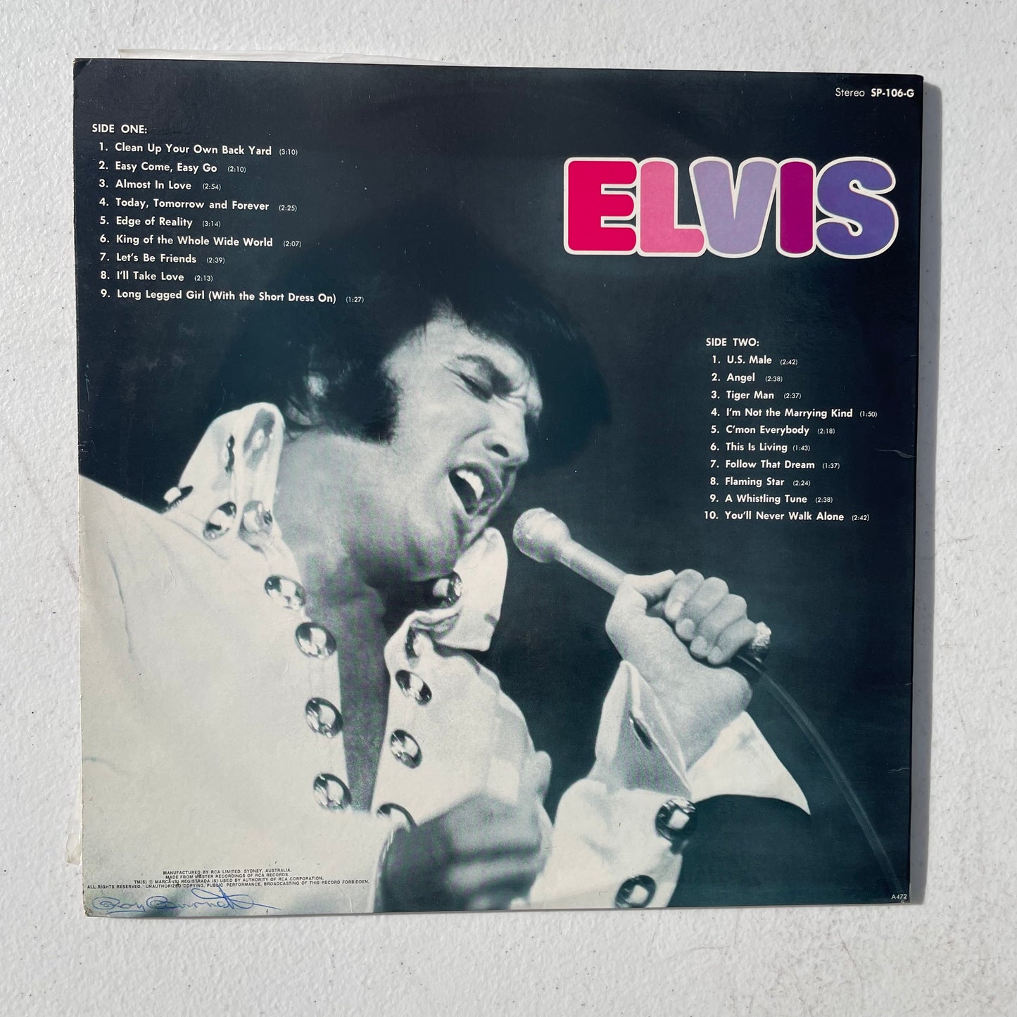 Vinyl Record LP Elvis Presley Elvis 1972