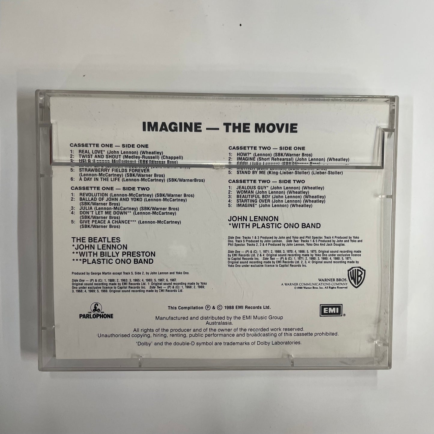 Tape Cassette John Lennon Imagine 1988 double cassette album