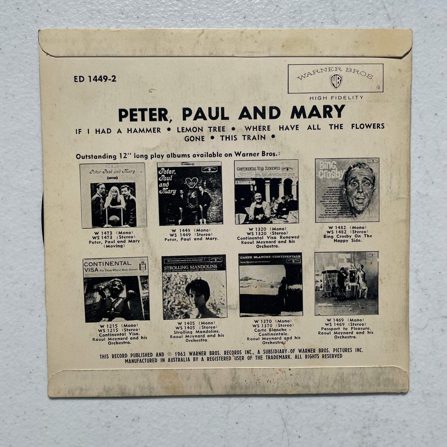 Vinyl Record LP Peter Paul and Mary 1963