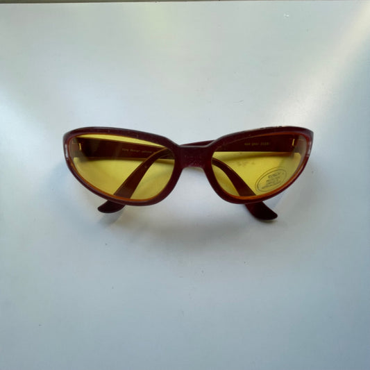 Vintage Sunglassess Red Frame Yellow Lenses