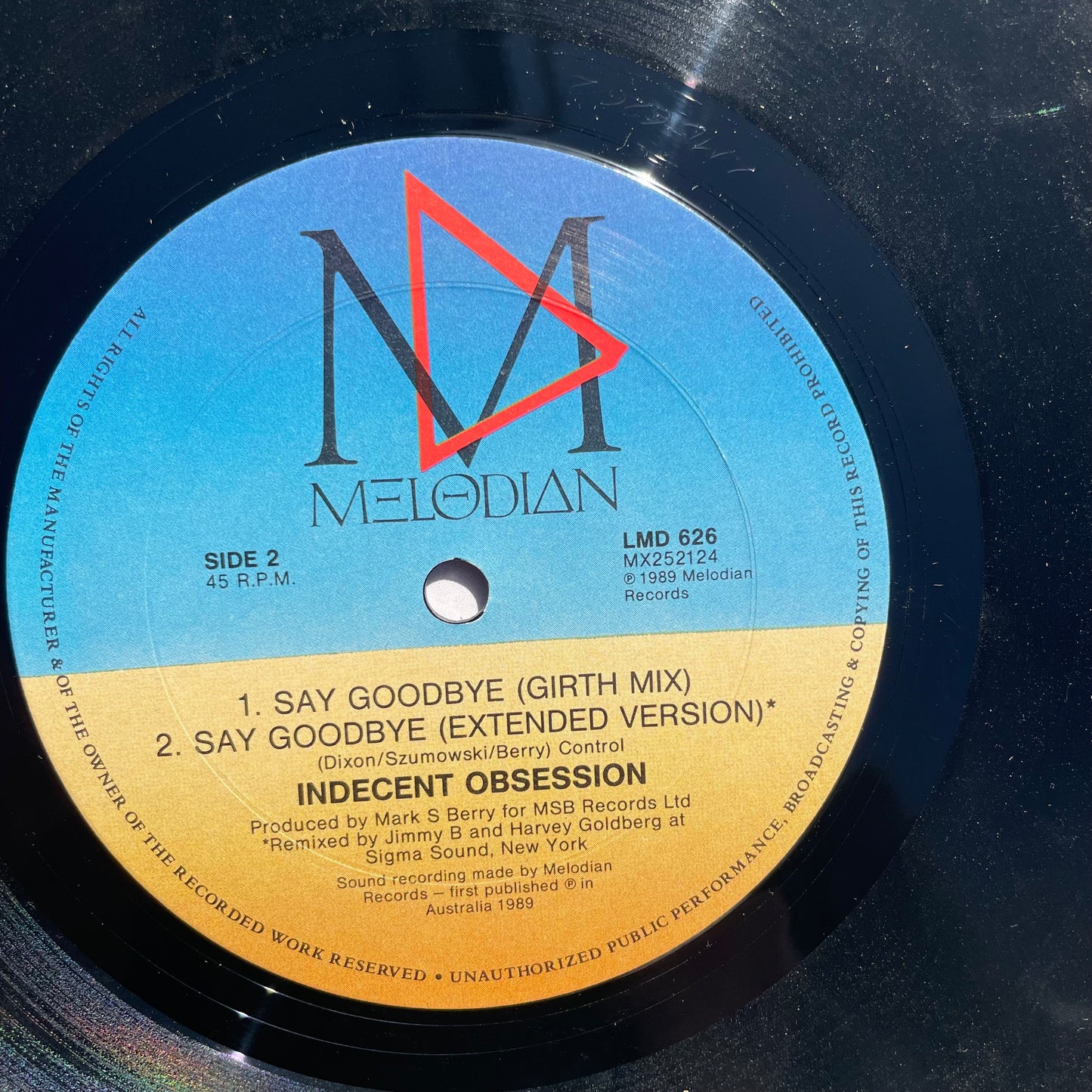 Vinyl Record LP Indecent Obsession 1989