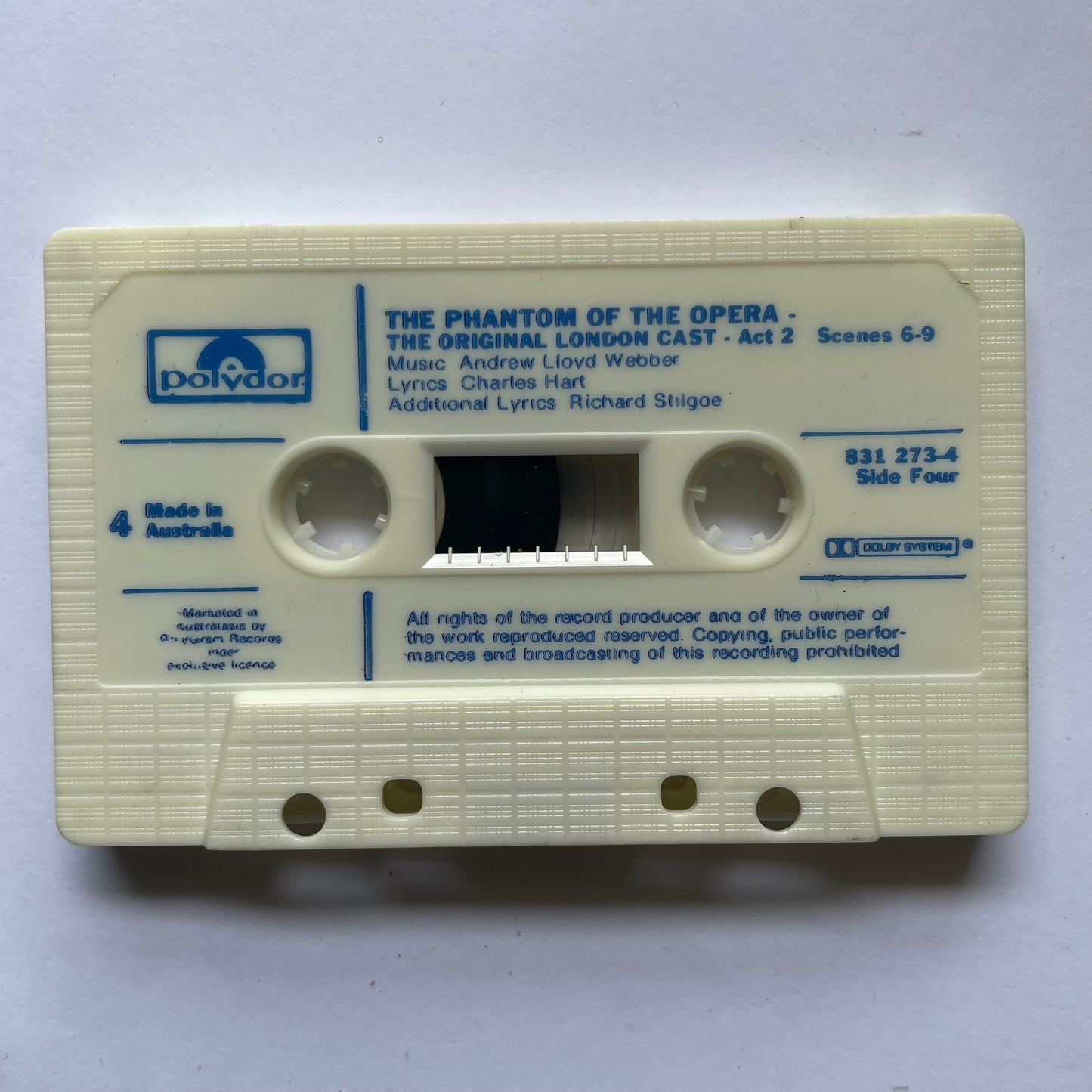 Tape Cassette The Phantom of the Opera 1987