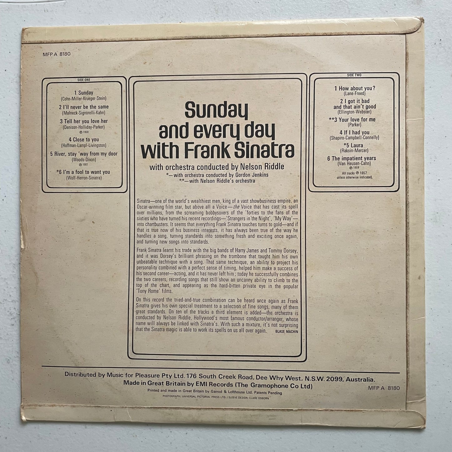 Vinyl Record LP Frank Sinatra Sunday & Everyday with Frank Sinatra