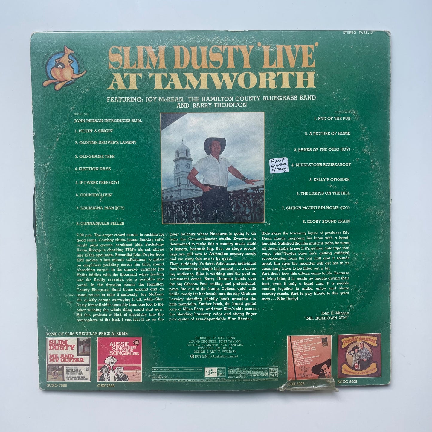 Vinyl Record LP Slim Dusty Live at Tamworth 1973