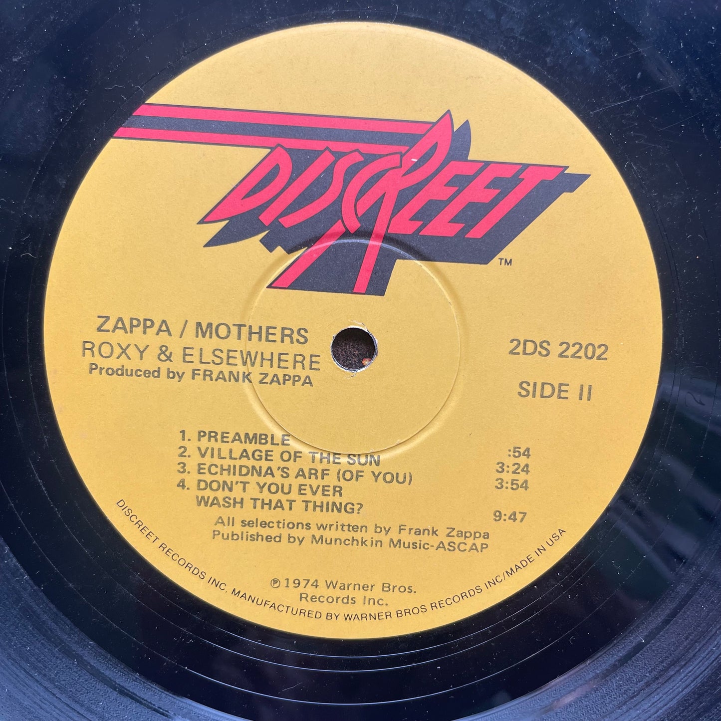 Vinyl Record LP Zappa Mothers Roxy & Elsewhere 1974 Double Album