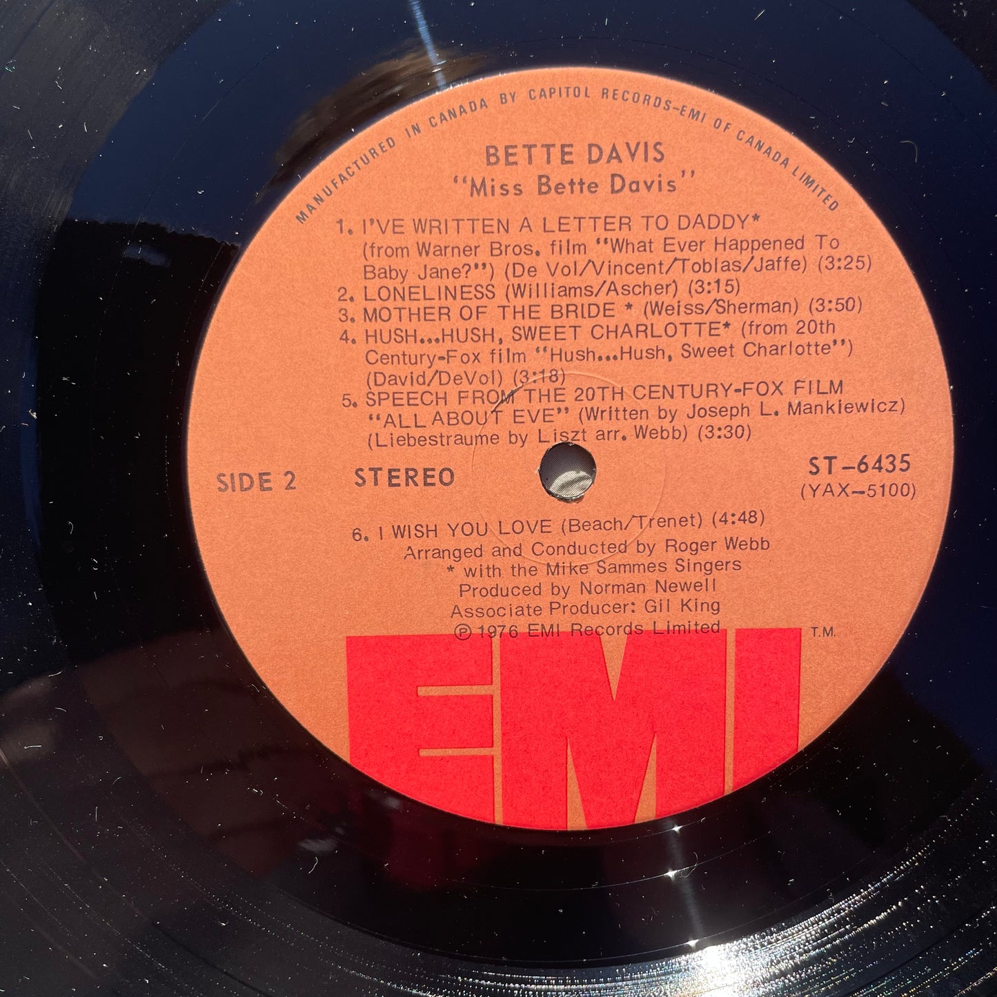 Vinyl Record LP Miss Bette Davis 1976