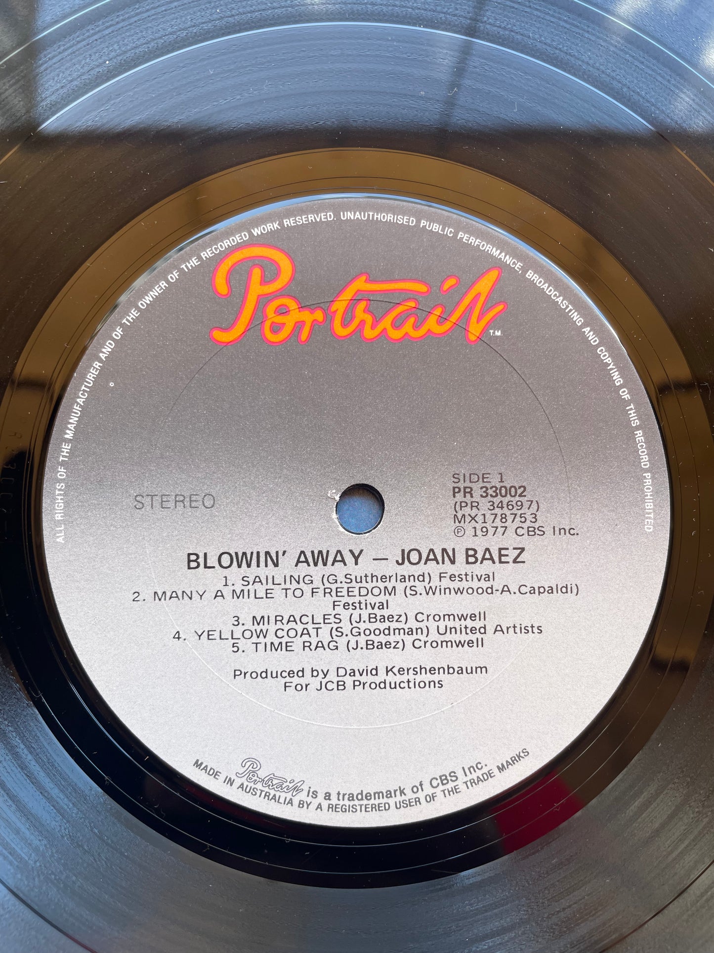 Vinyl Record LP Joan Baez Blowing’ Away 1977