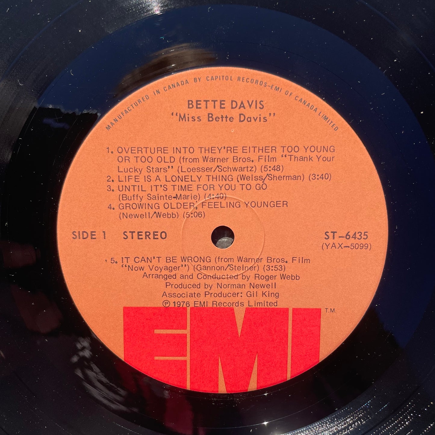 Vinyl Record LP Miss Bette Davis 1976