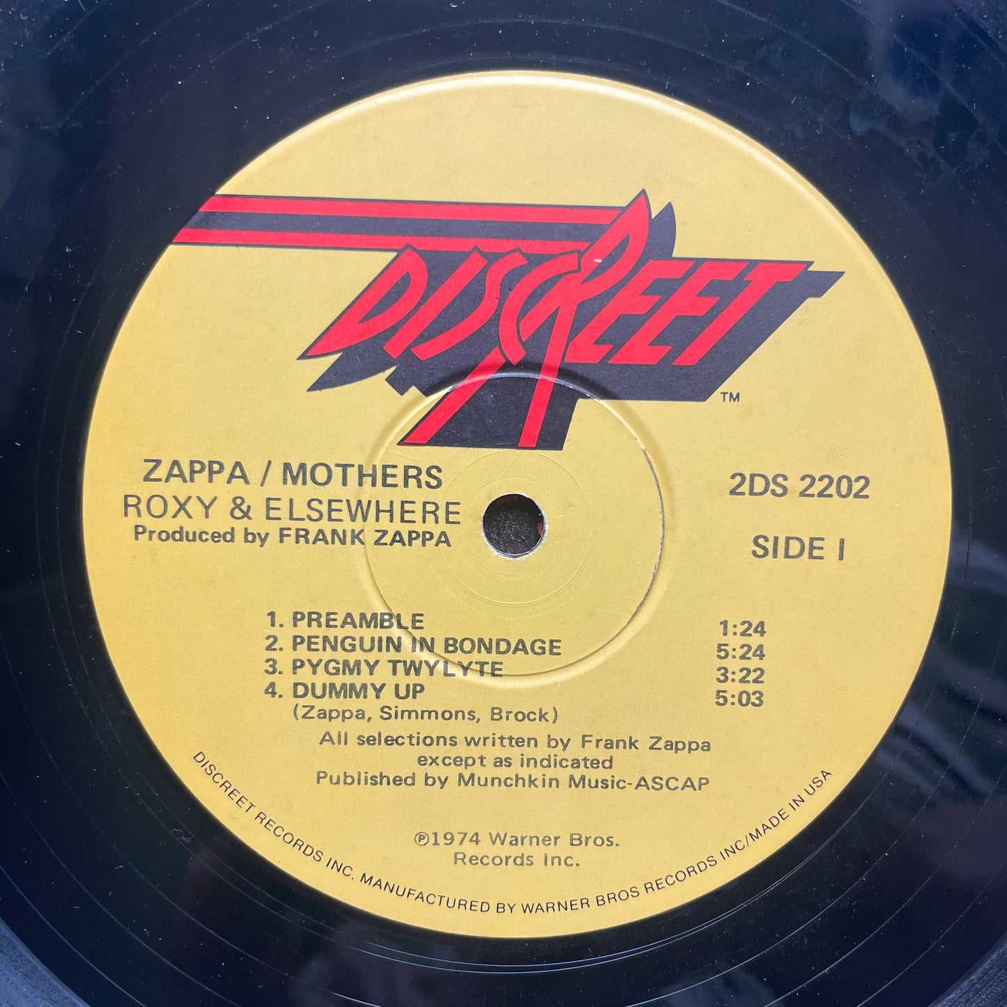 Vinyl Record LP Zappa Mothers Roxy & Elsewhere 1974 Double Album