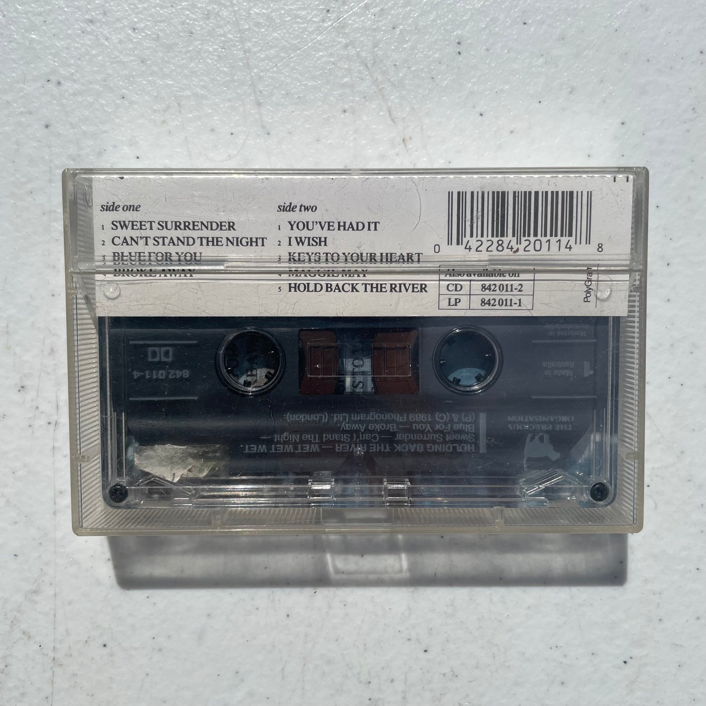 Tape Cassette Wet Wet  Holding Back the River 1989