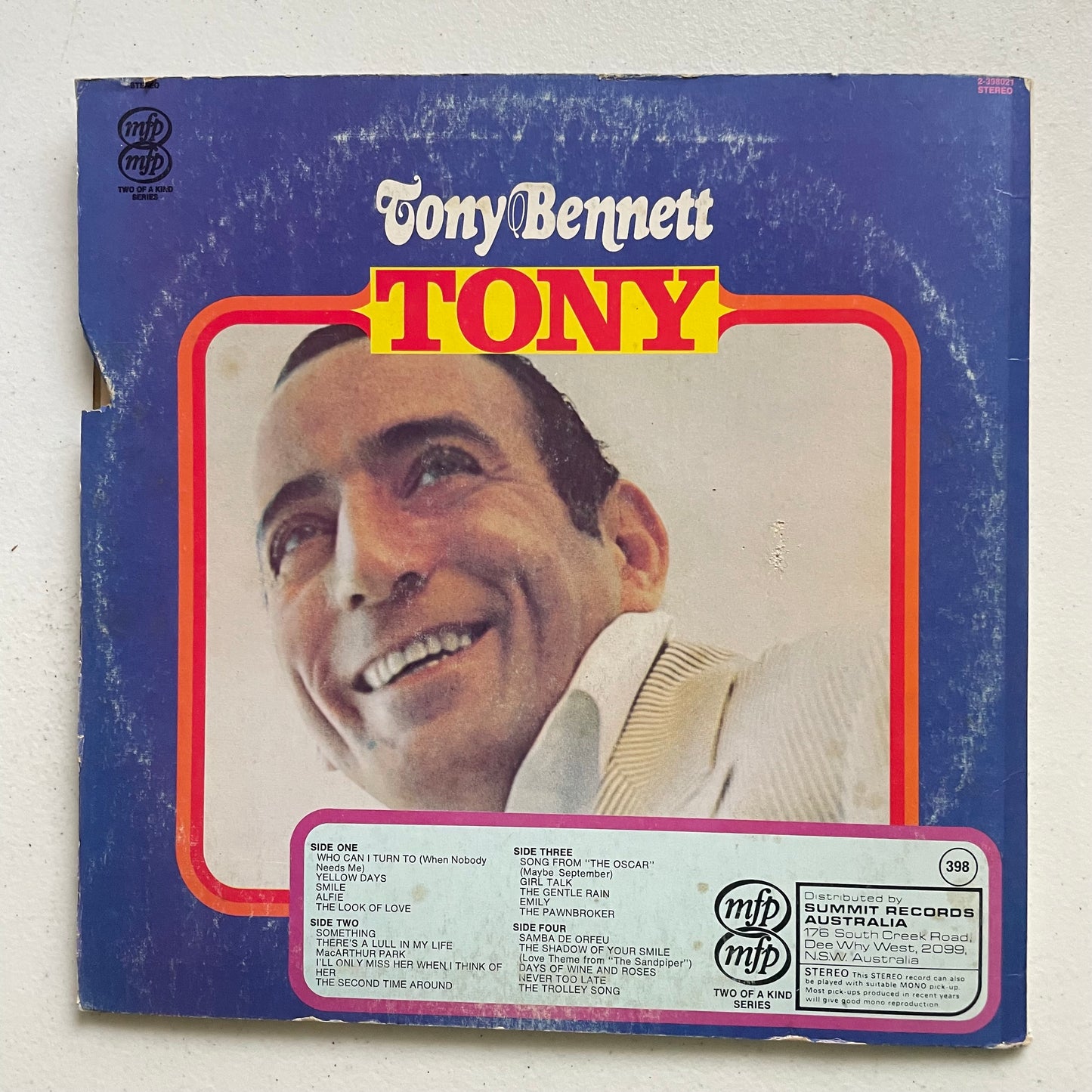 Vinyl Record LP Tony Bennett Tony Double Album 1973