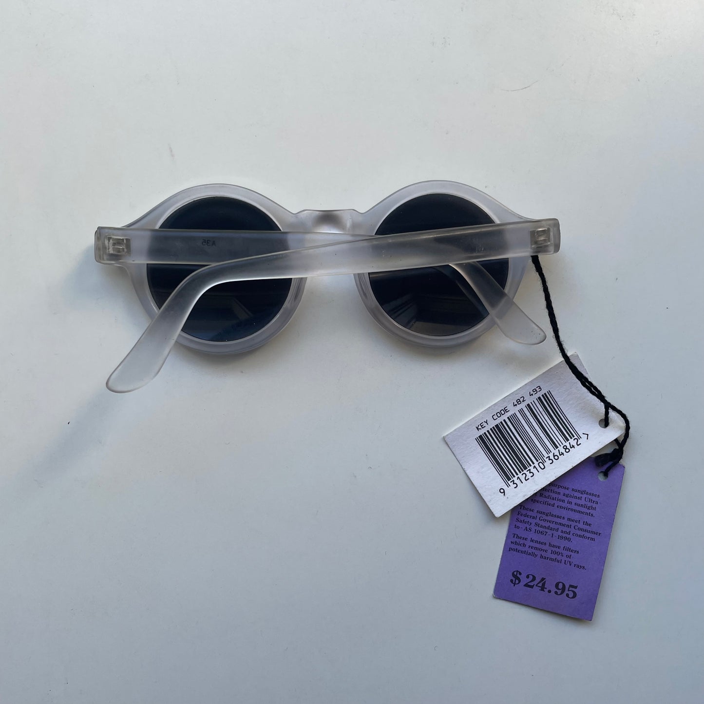 Vintage Sunglassess Round Black Lenses Grey Frame