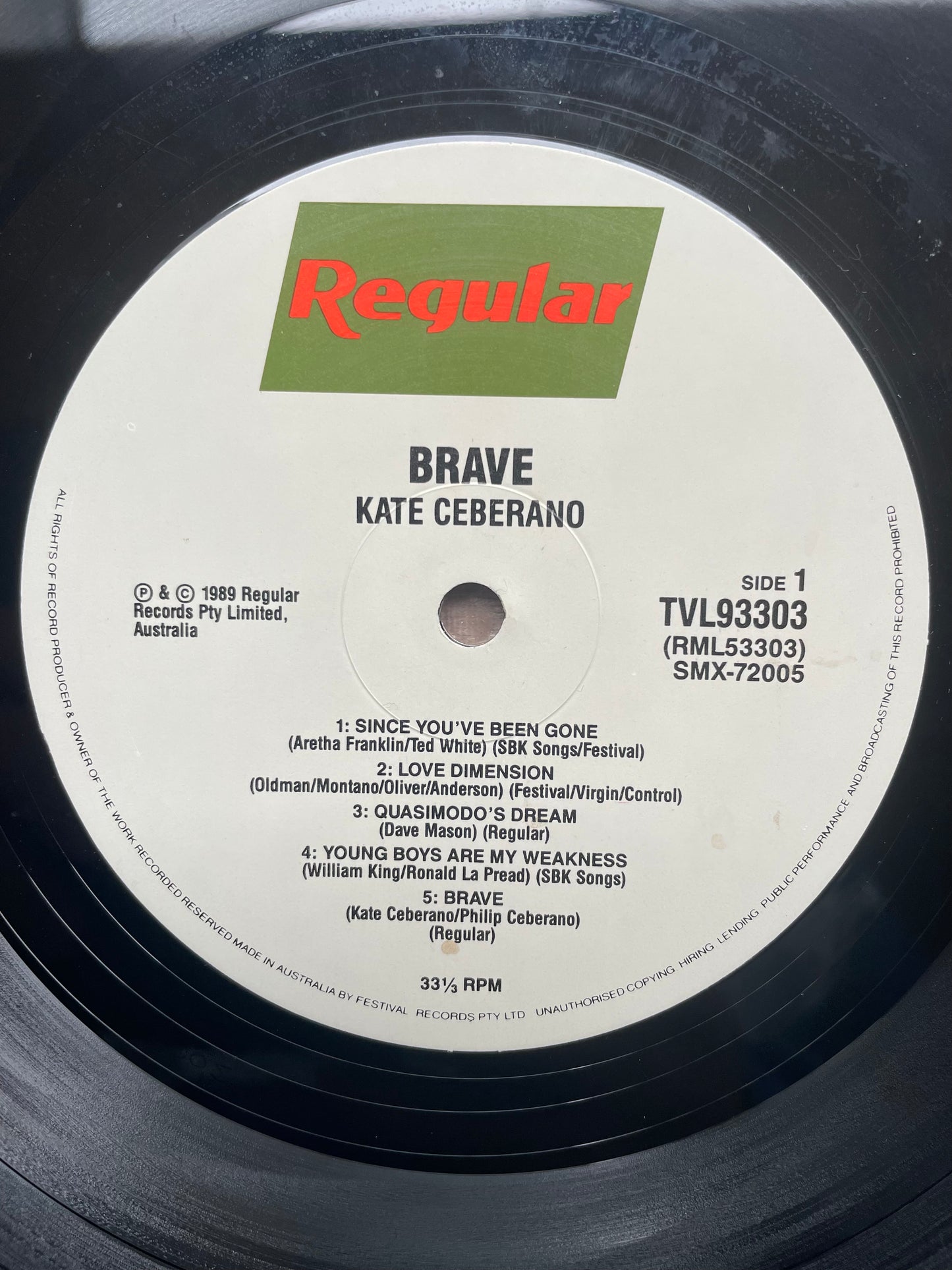 Vinyl Record LP Kate Ceberano Brave No Cover 1989