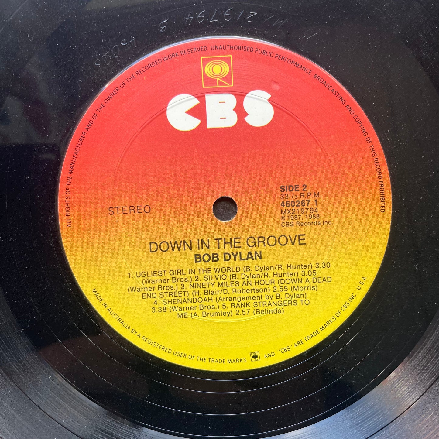 Vinyl Record LP Bob Dylan Down in the Groove 1988