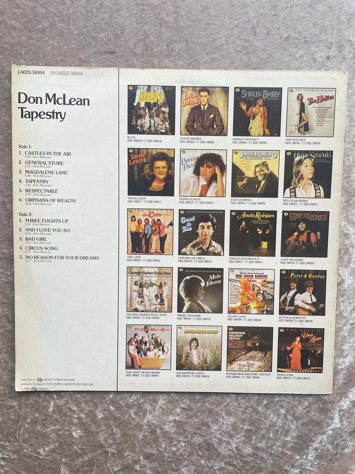 Vinyl Record LP Don McLean Tapestry 1980