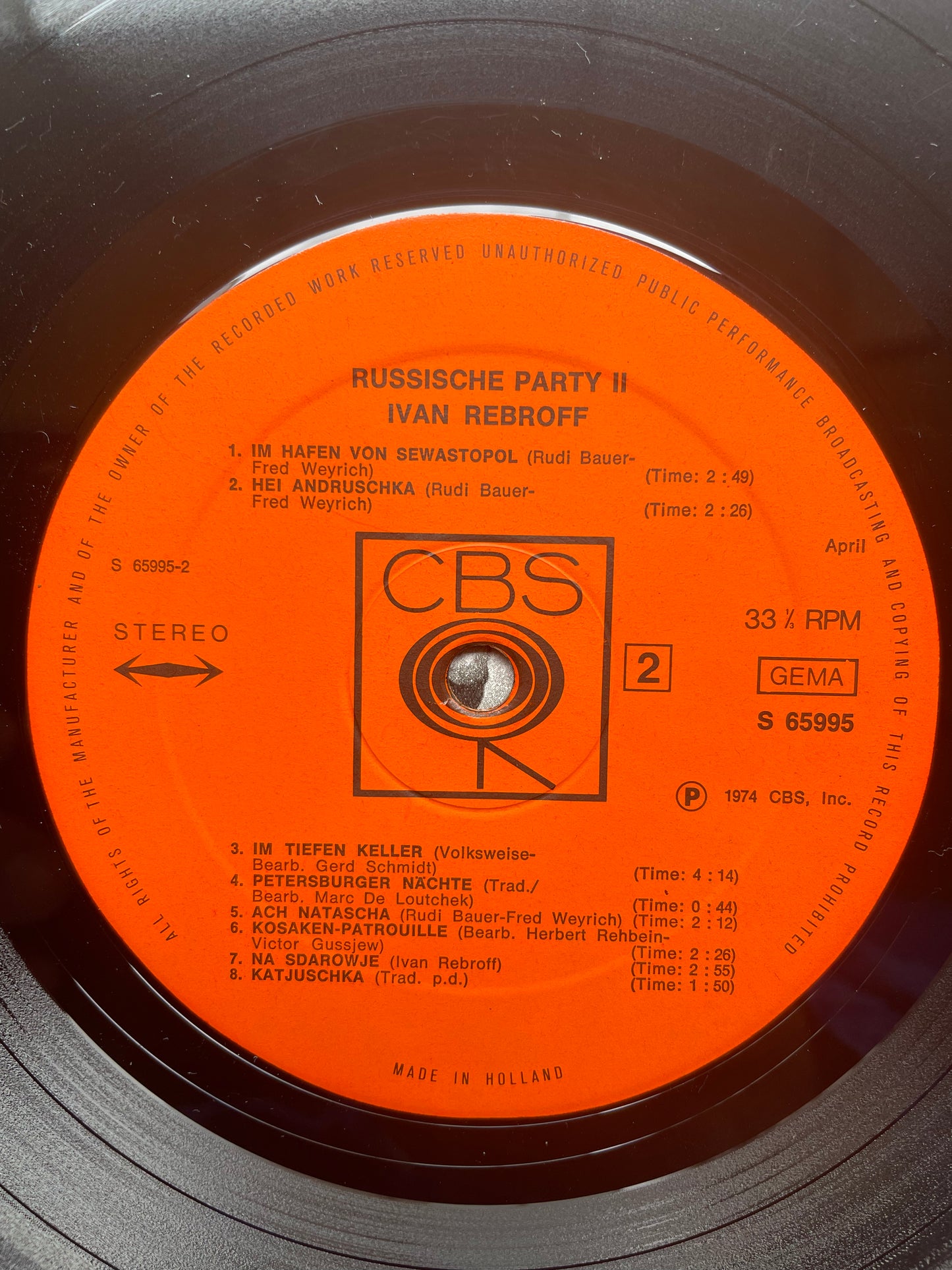 Vinyl Record LP Ivan Rebroff Russische Party II 1974