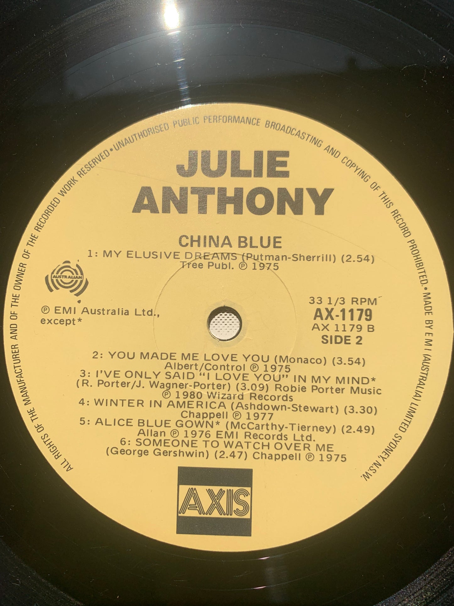 Vinyl Record LP Julia Anthony China Blue Original 1983