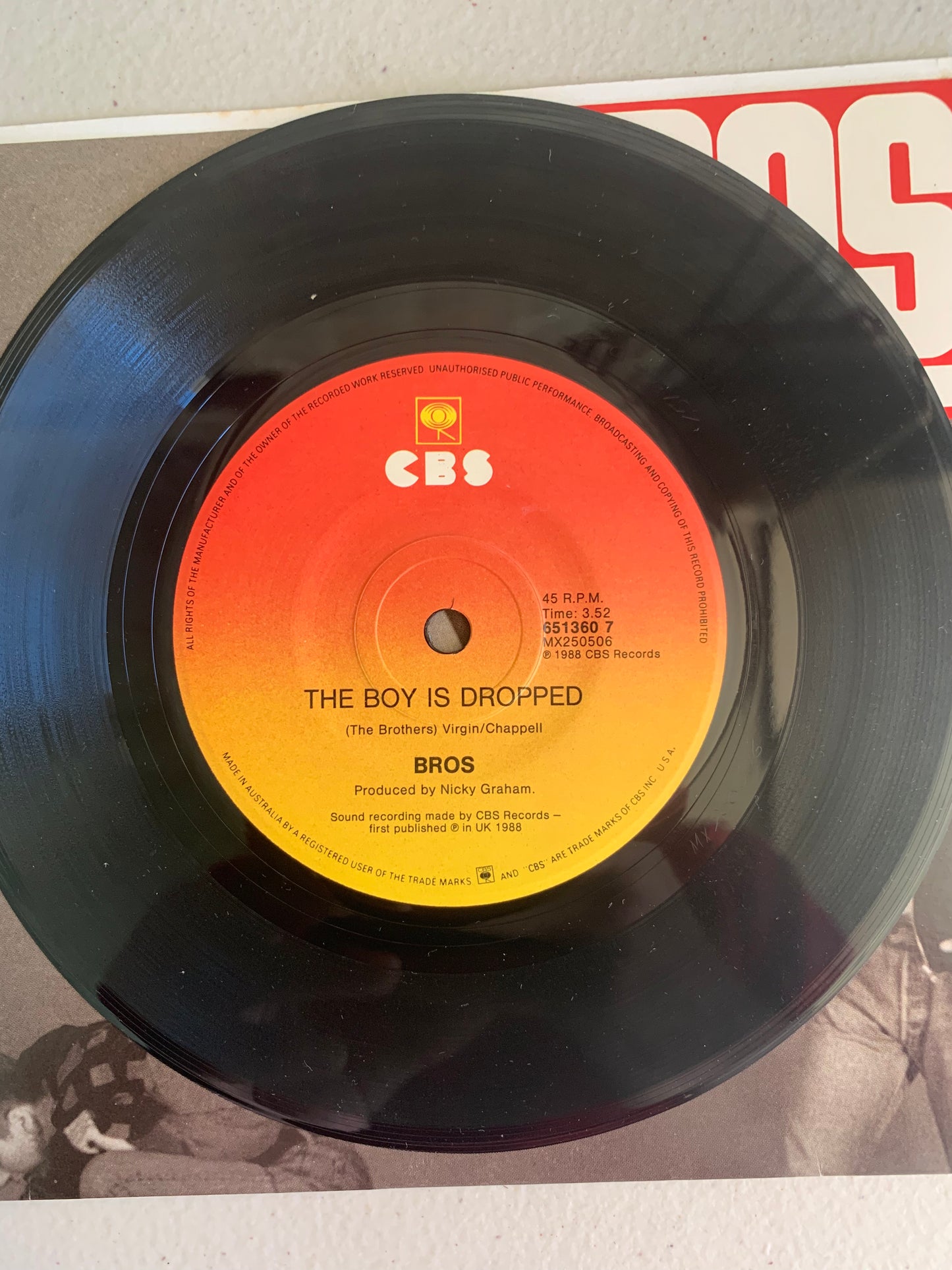 Record Single Bros Drop the Boy 1988