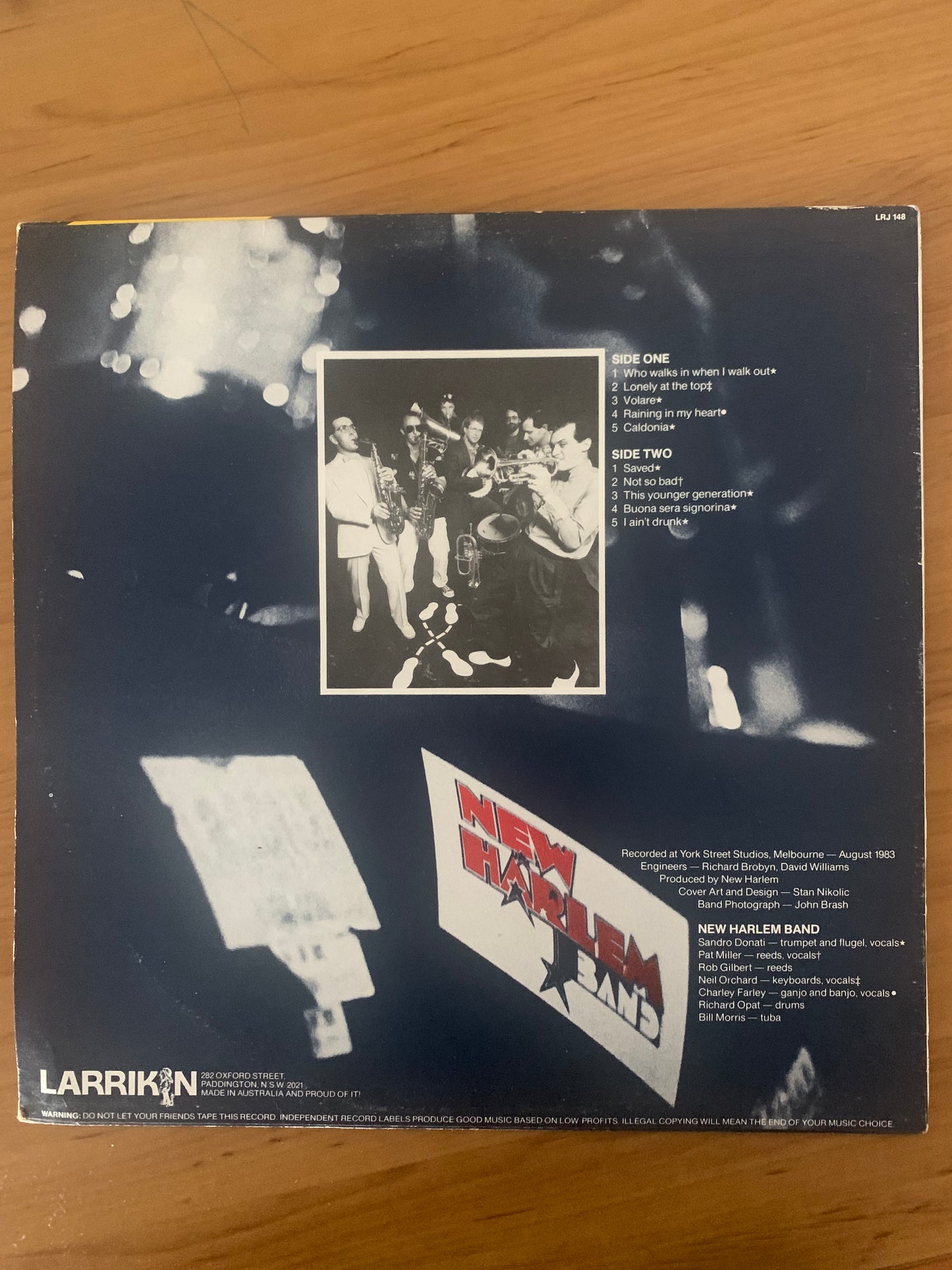 Vinyl Record LP New Harlem Band Drop me off in Carlton Original 1984