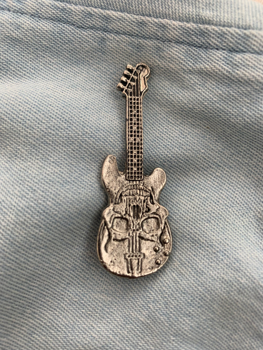 Pin Brooch Guitar Skull