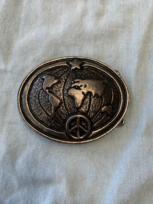 Belt Buckle Peace Sign Front