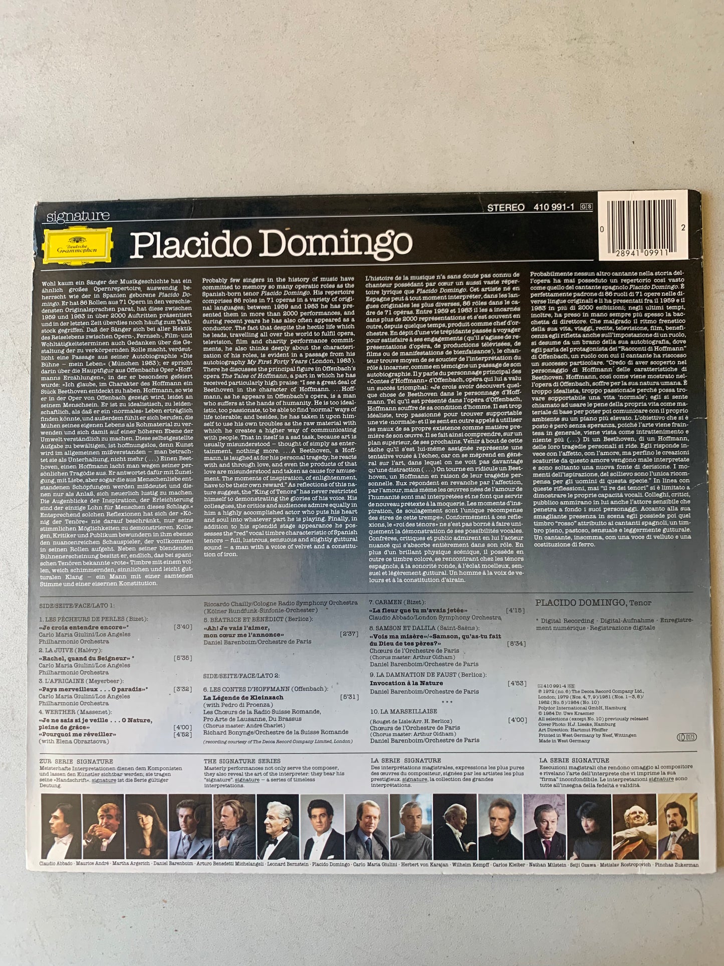 Vinyl Record LP Placido Domingo French Opera Arias 1985