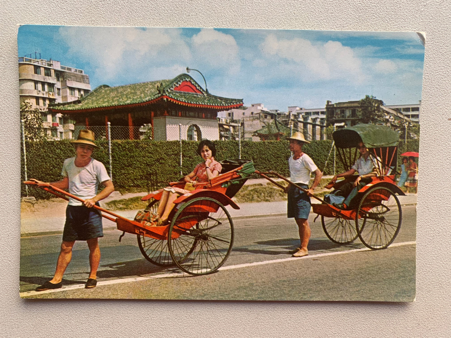 Vintage Postcard Hong Kong Rickshaw